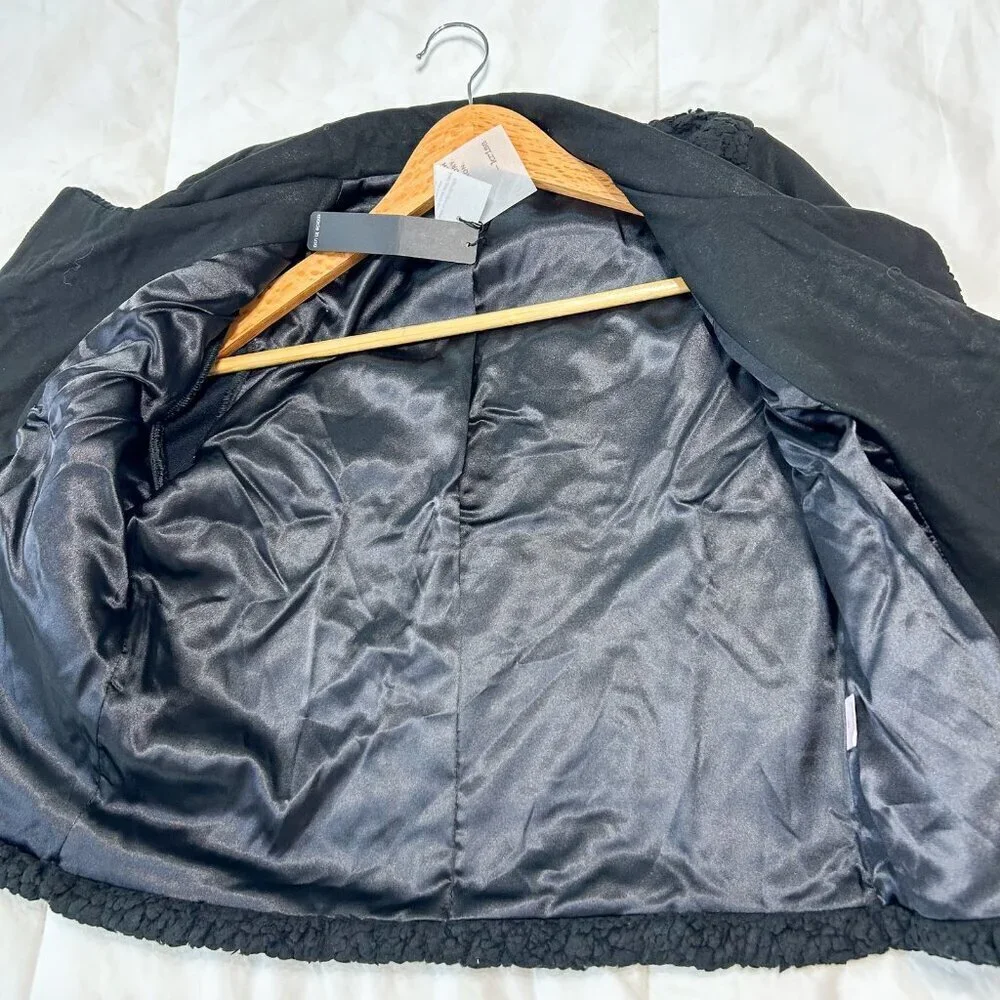 NWT Revolve Krisa Black Sherpa Moto Jacket Size Medium